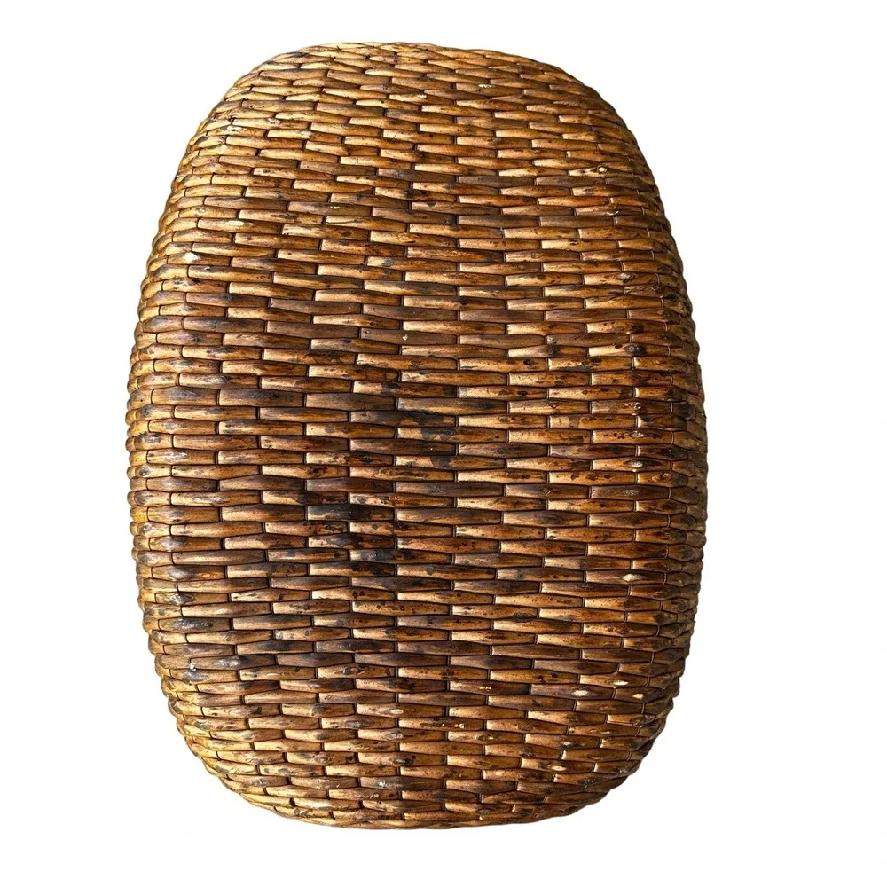 VTG Antique Asian Willow Basket 18x13x12 Inch Wood Handle Large‎ Hand Woven